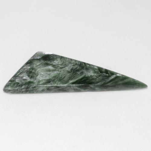 Seraphinite Gemstone in 31.8 x 12.5 mm Size for Sale, Seraphinite Stone in Grayish Green Color