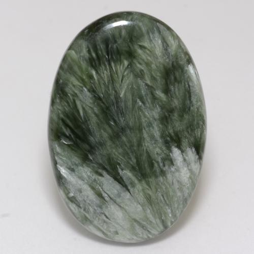 15.64 ct Green Seraphinite Gemstone, Seraphinite Gem in Oval Cabochon Shape for Sale.