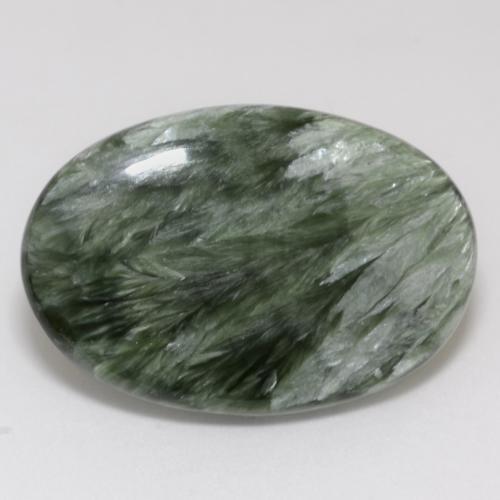 15.64 ct Green Seraphinite Stone, Natural Seraphinite in Oval Cabochon Shape for Sale