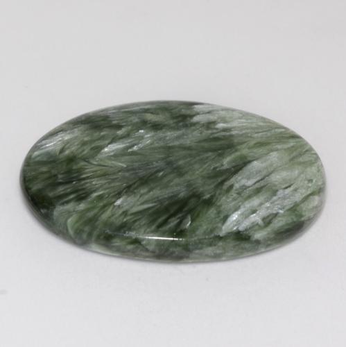 Seraphinite Gemstone in 27.1 x 18.4 mm Size for Sale, Seraphinite Stone in Medium Green Color