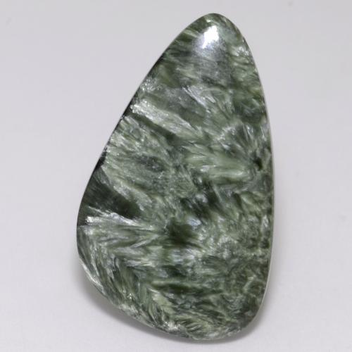 17.23 ct Green Seraphinite Gemstone, Seraphinite Gem in Fancy Cabochon Shape for Sale.