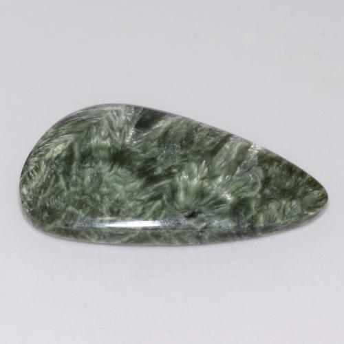 Seraphinite Gemstone in 32.3 x 20 mm Size for Sale, Seraphinite Stone in Medium Green Color
