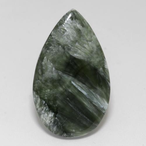 Medium Green Seraphinite Gem - 15.9ct Pear Cabochon (ID: 541828)
