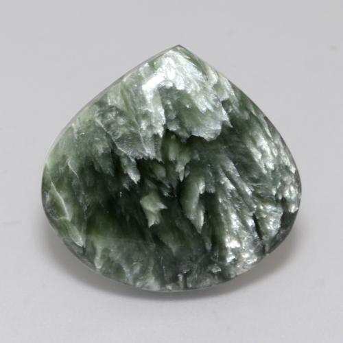 9.94 ct Green Seraphinite Gemstone, Seraphinite Gem in Pear Cabochon Shape for Sale.