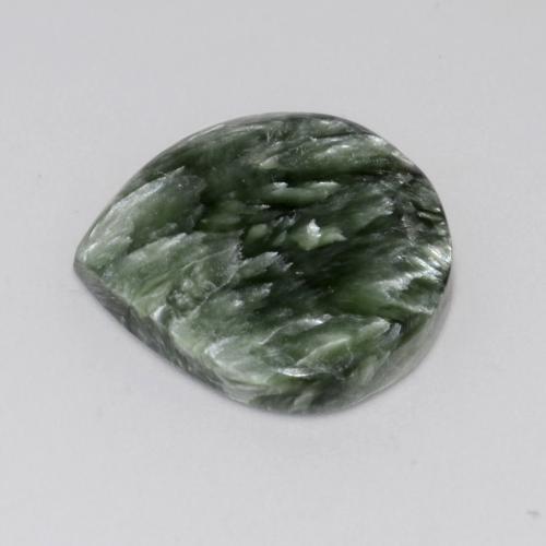 Seraphinite Gemstone in 18.8 x 18 mm Size for Sale, Seraphinite Stone in Medium Green Color