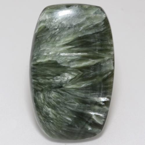 Medium Green Seraphinite Gem - 17.9ct Barrel Cabochon (ID: 541969)