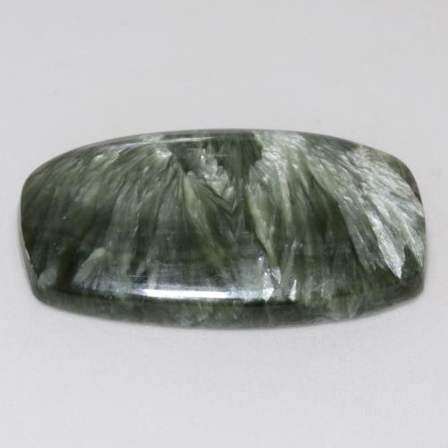 Seraphinite Gemstone in 28.1 x 17.4 mm Size for Sale, Seraphinite Stone in Medium Green Color