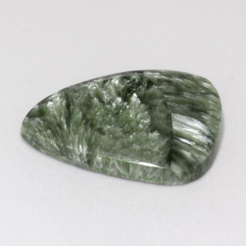 Seraphinite Gemstone in 21.7 x 15.5 mm Size for Sale, Seraphinite Stone in Medium Green Color