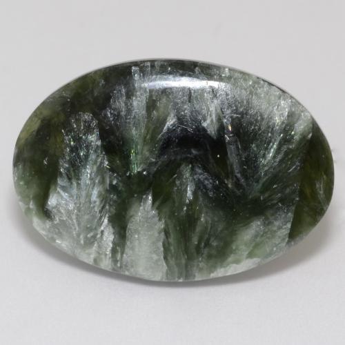 9.63 ct Green Seraphinite Stone, Natural Seraphinite in Oval Cabochon Shape for Sale
