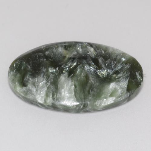 Seraphinite Gemstone in 23.2 x 16.2 mm Size for Sale, Seraphinite Stone in Medium Green Color