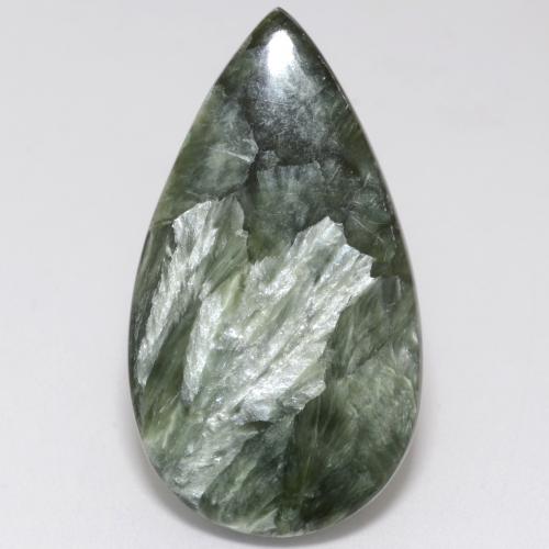 15.23 ct Green Seraphinite Gemstone, Seraphinite Gem in Pear Cabochon Shape for Sale.