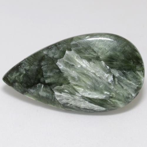 15.23 ct Green Seraphinite Stone, Natural Seraphinite in Pear Cabochon Shape for Sale
