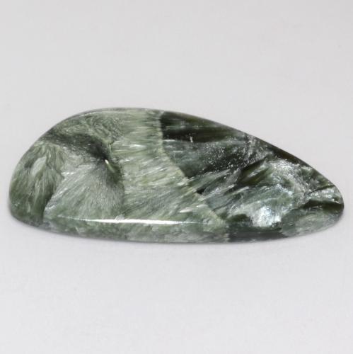 Seraphinite Gemstone in 32.4 x 17.1 mm Size for Sale, Seraphinite Stone in Multicolor Green Color
