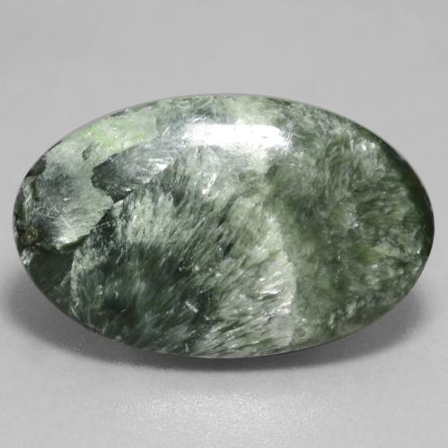 11.26 ct Green Seraphinite Gemstone, Seraphinite Gem in Oval Cabochon Shape for Sale.