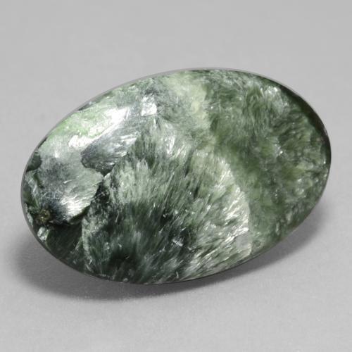 11.26 ct Green Seraphinite Stone, Natural Seraphinite in Oval Cabochon Shape for Sale