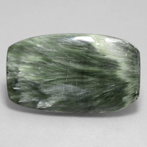 11.68 ct Green Seraphinite Gemstone, Seraphinite Gem in Barrel Cabochon Shape for Sale.