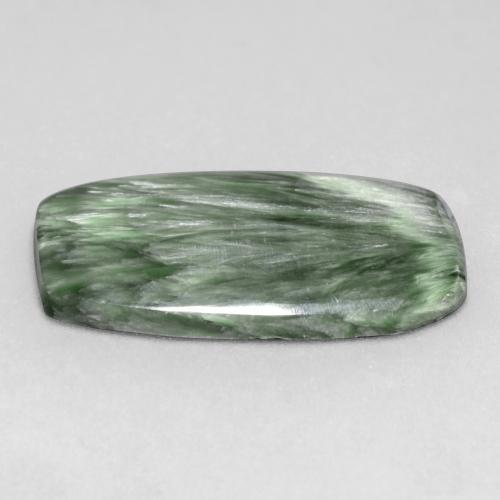 Seraphinite Gemstone in 26.3 x 15.7 mm Size for Sale, Seraphinite Stone in Medium Green Color