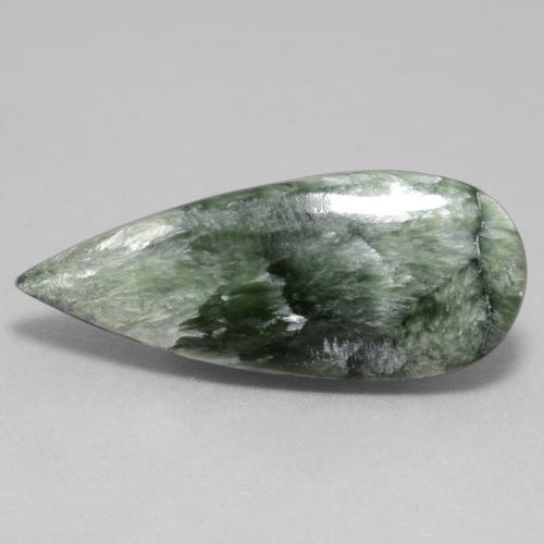 8.40 ct Green Seraphinite Gemstone, Seraphinite Gem in Pear Cabochon Shape for Sale.