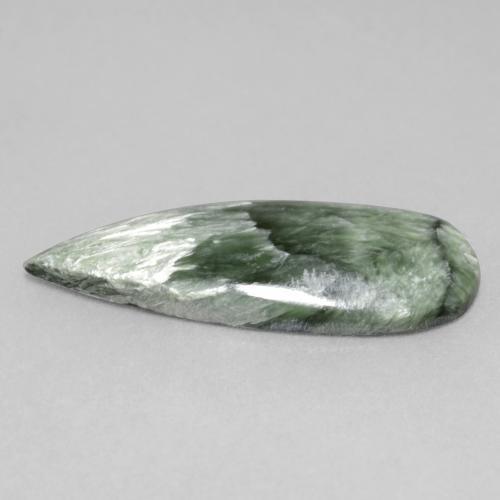 Seraphinite Gemstone in 28.7 x 11.9 mm Size for Sale, Seraphinite Stone in Medium Green Color