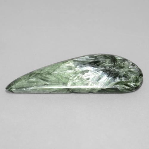 Seraphinite Gemstone in 41.3 x 18 mm Size for Sale, Seraphinite Stone in Grayish Green Color