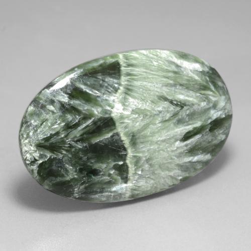 29.23 ct Green Seraphinite Stone, Natural Seraphinite in Oval Cabochon Shape for Sale