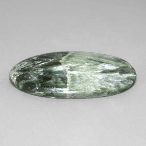 Seraphinite Gemstone in 37.8 x 23.3 mm Size for Sale, Seraphinite Stone in Medium Green Color