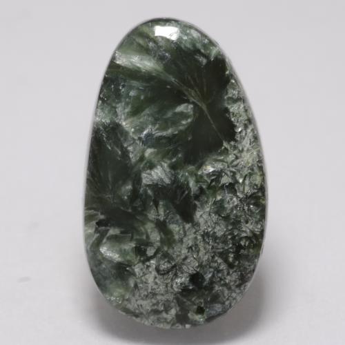 6.42 ct Green Seraphinite Gemstone, Seraphinite Gem in Fancy Cabochon Shape for Sale.