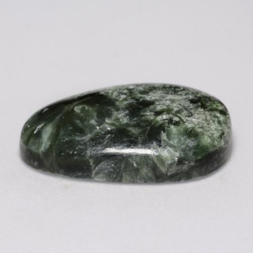 Seraphinite Gemstone in 18.5 x 11.3 mm Size for Sale, Seraphinite Stone in Deep Green Color