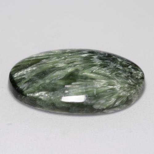Seraphinite Gemstone in 21 x 14.7 mm Size for Sale, Seraphinite Stone in Medium Green Color