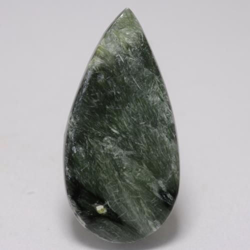 Multicolor Green Seraphinite Gem - 6.3ct Pear Cabochon (ID: 542825)