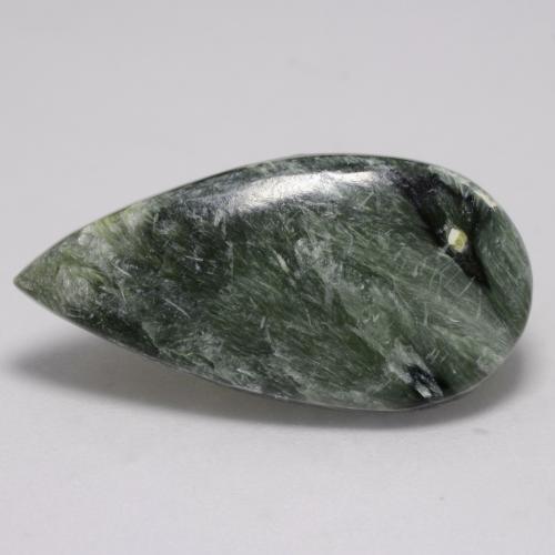 6.29 ct Green Seraphinite Stone, Natural Seraphinite in Pear Cabochon Shape for Sale
