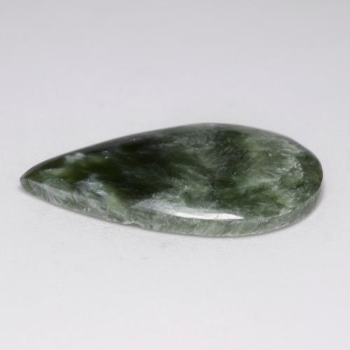 Seraphinite Gemstone in 25.3 x 14.7 mm Size for Sale, Seraphinite Stone in Earthy Green Color