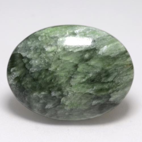 Medium Green Seraphinite Gem - 11.9ct Oval Cabochon (ID: 542829)