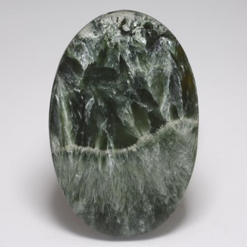 Forest Green Seraphinite Gem - 24.3ct Oval Cabochon (ID: 542832)