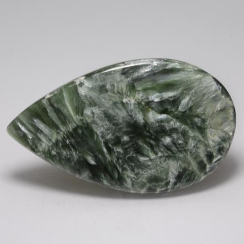 17.10 ct Green Seraphinite Stone, Natural Seraphinite in Pear Cabochon Shape for Sale