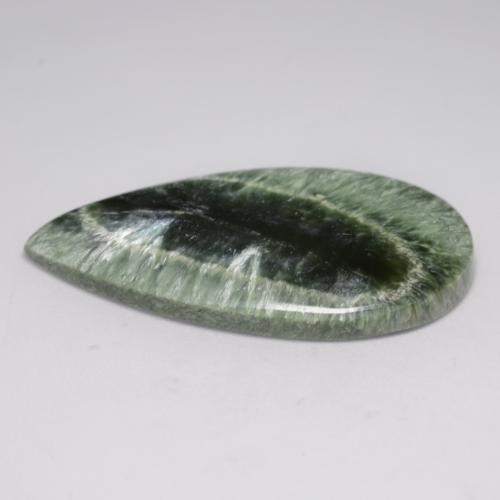 Seraphinite Gemstone in 35.4 x 21 mm Size for Sale, Seraphinite Stone in Medium Green Color