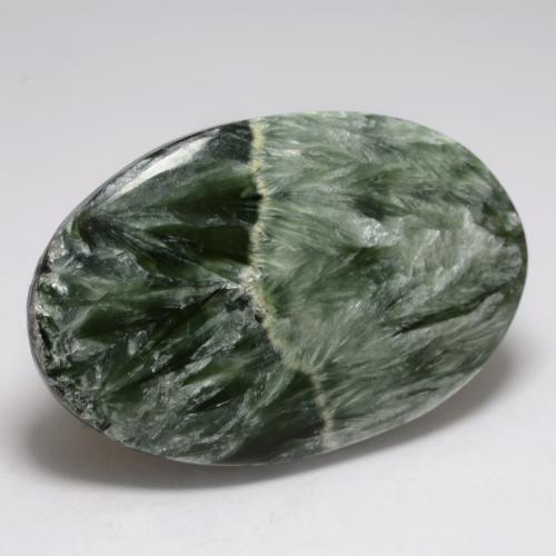 Темно-зеленый Серафинит Камень - 21.2ct Овал Кабошон (ID: 542835)