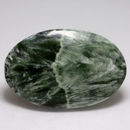 21.21 ct Green Seraphinite Stone, Natural Seraphinite in Oval Cabochon Shape for Sale