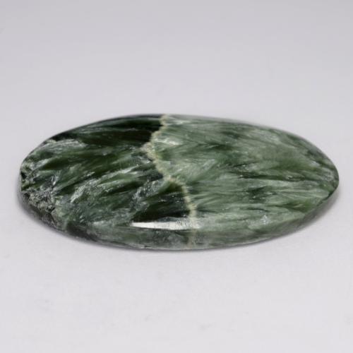 Seraphinite Gemstone in 31.5 x 20.6 mm Size for Sale, Seraphinite Stone in Deep Green Color