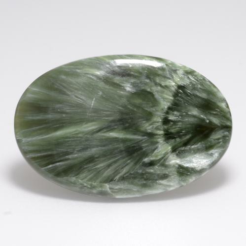 Medium Green Серафинит Камень - 15ct Овал Кабошон (ID: 542839)