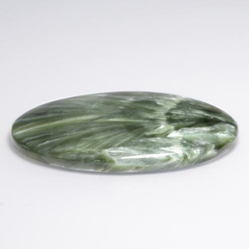 Seraphinite Gemstone in 28.7 x 19 mm Size for Sale, Seraphinite Stone in Medium Green Color