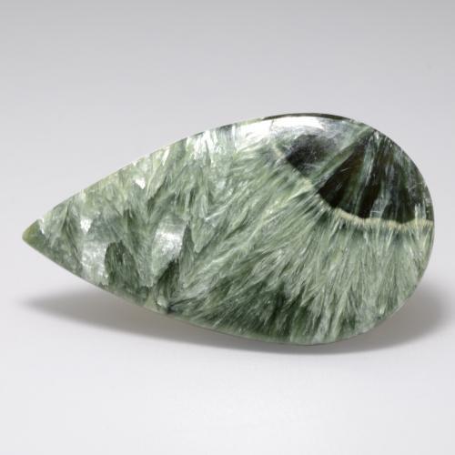 20.54 ct Green Seraphinite Stone, Natural Seraphinite in Pear Cabochon Shape for Sale