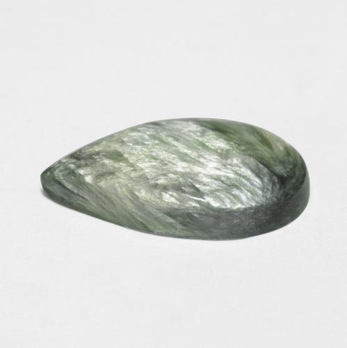 Seraphinite Gemstone in 16.4 x 9.4 mm Size for Sale, Seraphinite Stone in Medium Green Color