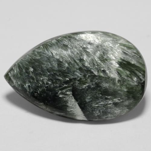 10.14 ct Green Seraphinite Gemstone, Seraphinite Gem in Pear Cabochon Shape for Sale.