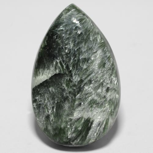 10.14 ct Green Seraphinite Stone, Natural Seraphinite in Pear Cabochon Shape for Sale