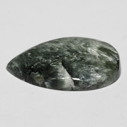 Seraphinite Gemstone in 24.2 x 15.2 mm Size for Sale, Seraphinite Stone in Deep Green Color