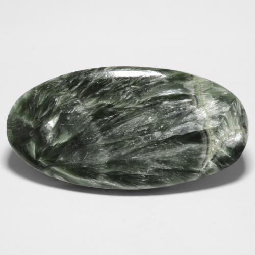 Forest Green Seraphinite Gem - 18.4ct Oval Cabochon (ID: 548595)