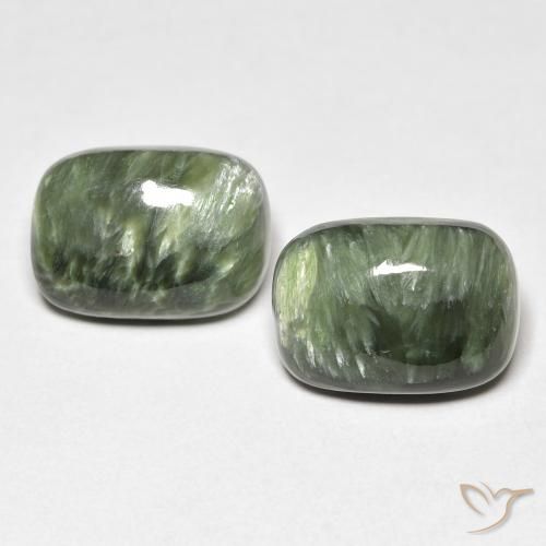 11.56ctw Natural Earthy Green Seraphinite, Cushion, Opaque