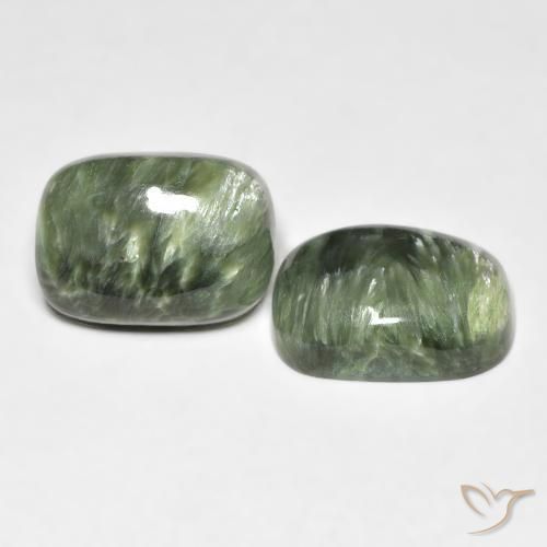 11.56 ctw Green Seraphinite Stones, Natural Seraphinite in Cushion Cabochon Shape for Sale