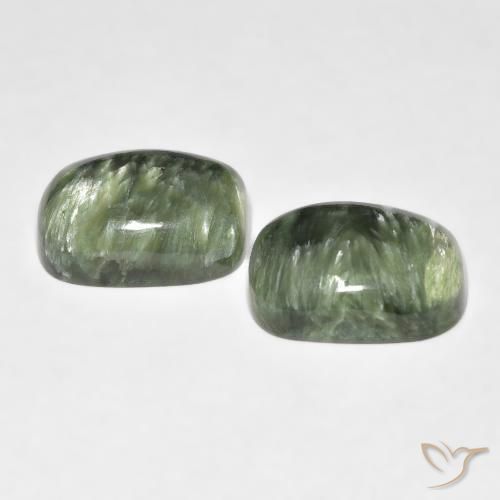 Seraphinite Gemstones in 14 x 10 mm (calibrated) Size for Sale, Seraphinite Stones in Earthy Green Color